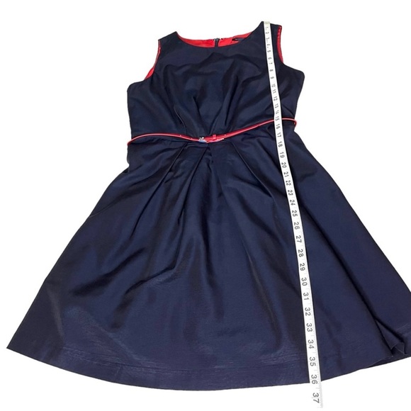 Tommy Hilfiger Sleeveless Navy Blue & Red Belted Dress Fit & Flare Dress Size 10 - Picture 9 of 12
